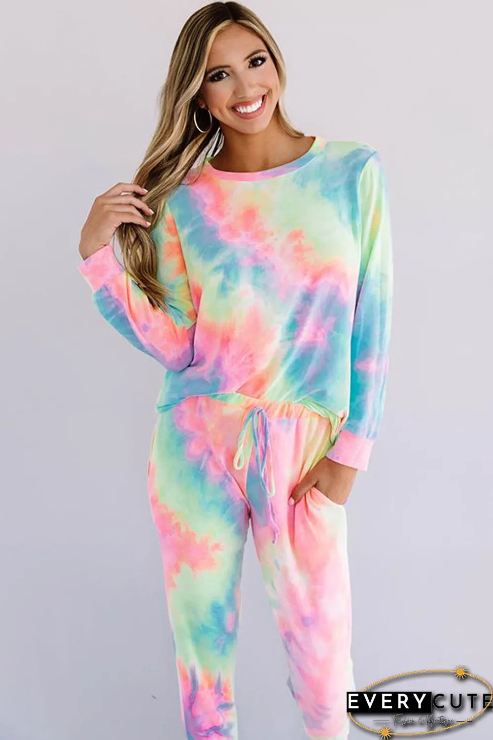 Pink Snuggle Down Tie Dye Lounge Set