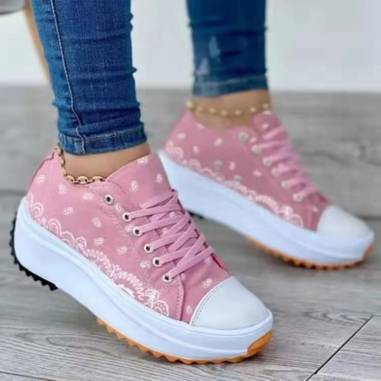Qengg Women's Canvas Shoes 2022 New Canvas Shoes Fashionable Breathable High-top Casual Women's Shoes Thick-soled Lace-up Shoes