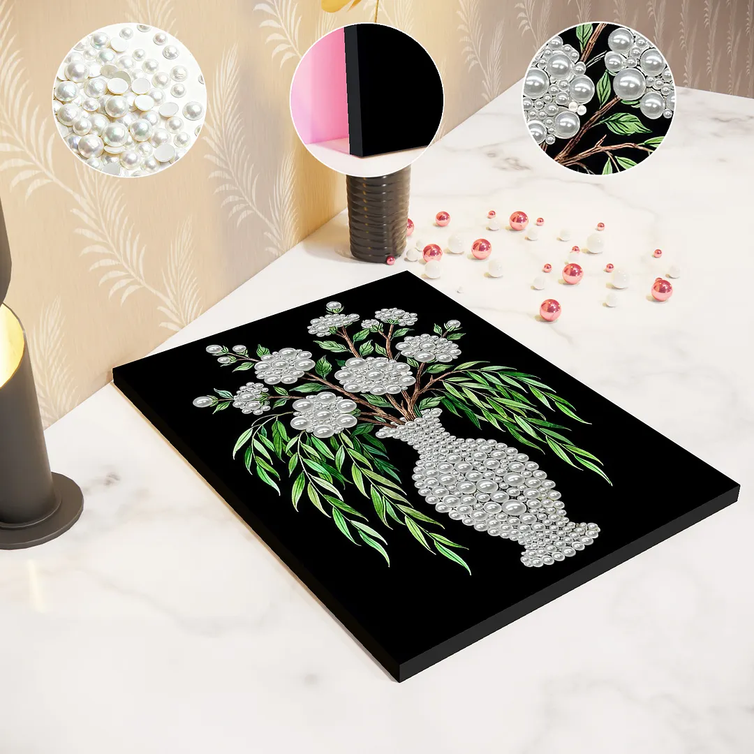 Vase - DIY Pearl Diamond Art Kit With Frame 30*40cm