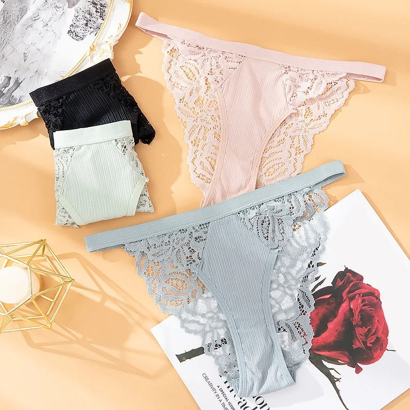 Women Underwear Panties Solid Comfort Underpants Seamless Lace Briefs for Female Sexy Hollow Out Low Rise Panty Intimates