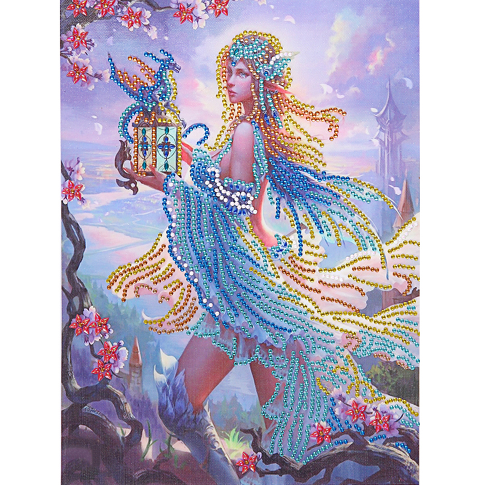 

30*40CM-Lantern Goddess-Special Shaped Diamond Painting, 501 Original