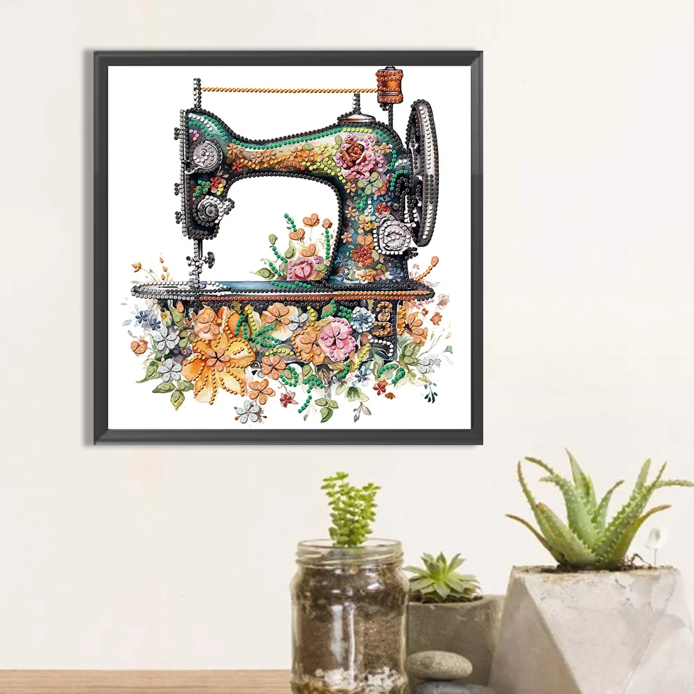 Diamond Painting - Partial Special Shaped Drill - Sewing Machine(Canvas|30*30cm)