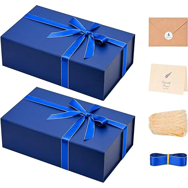 LIFELUM Large Gift Box 13 x 10 x 5 inch Black Gift Box with Lid Magnetic Gift Boxes for Presents Contains Card, Ribbon, Shredded Paper Filler Gift Box for Valentine's Day (1 Pcs Black Pack of 1