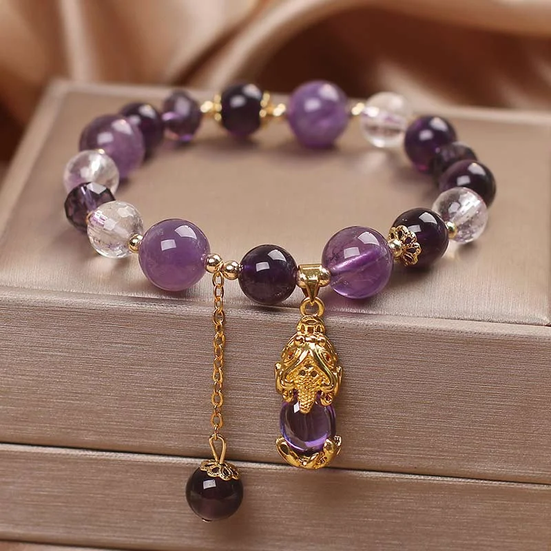 Natural Amethyst PiXiu Healing Bracelet