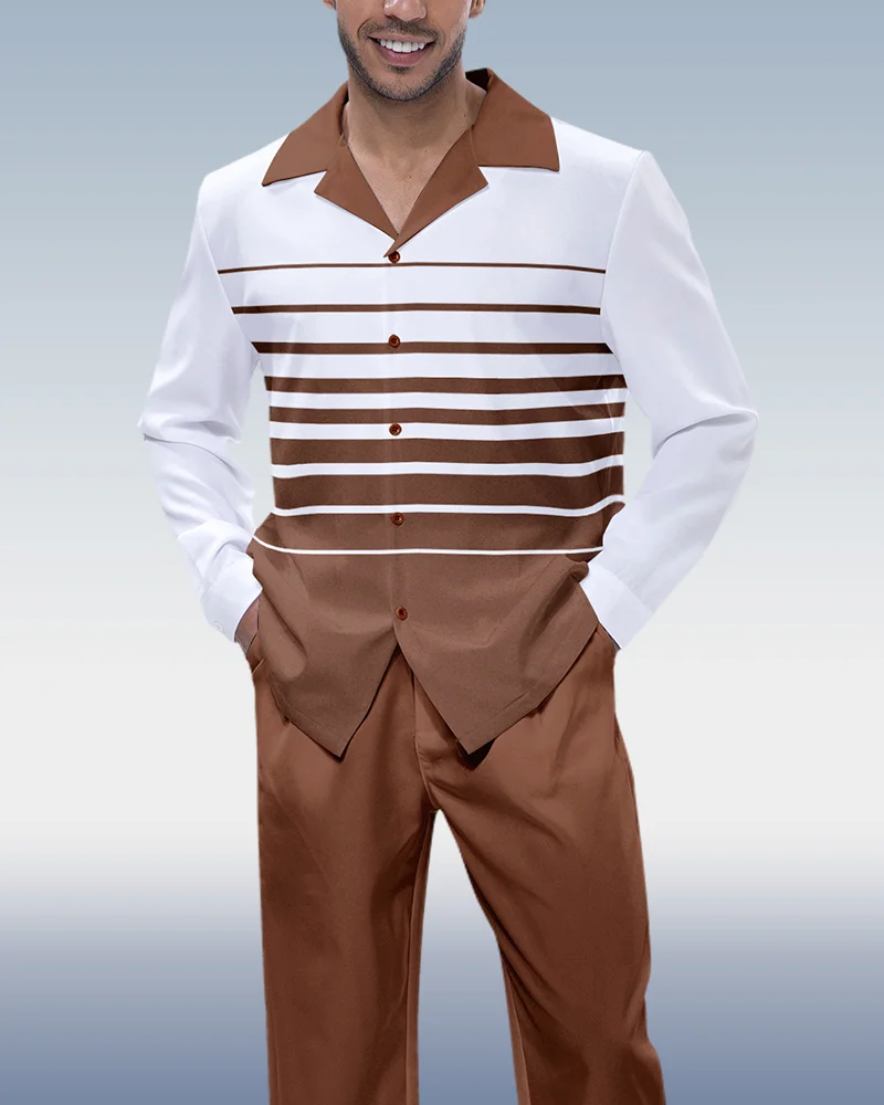 Suitmens Men's Striped Print Long Sleeve Walking Suit 193