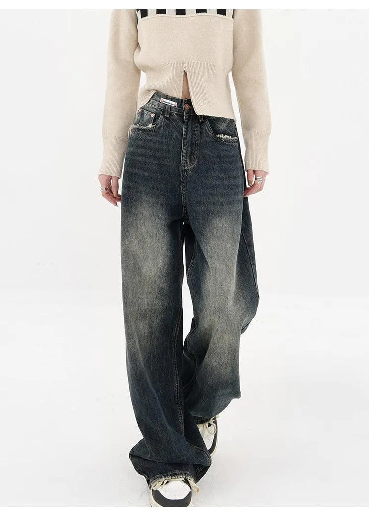 Brownm Wide Leg Dark Jeans