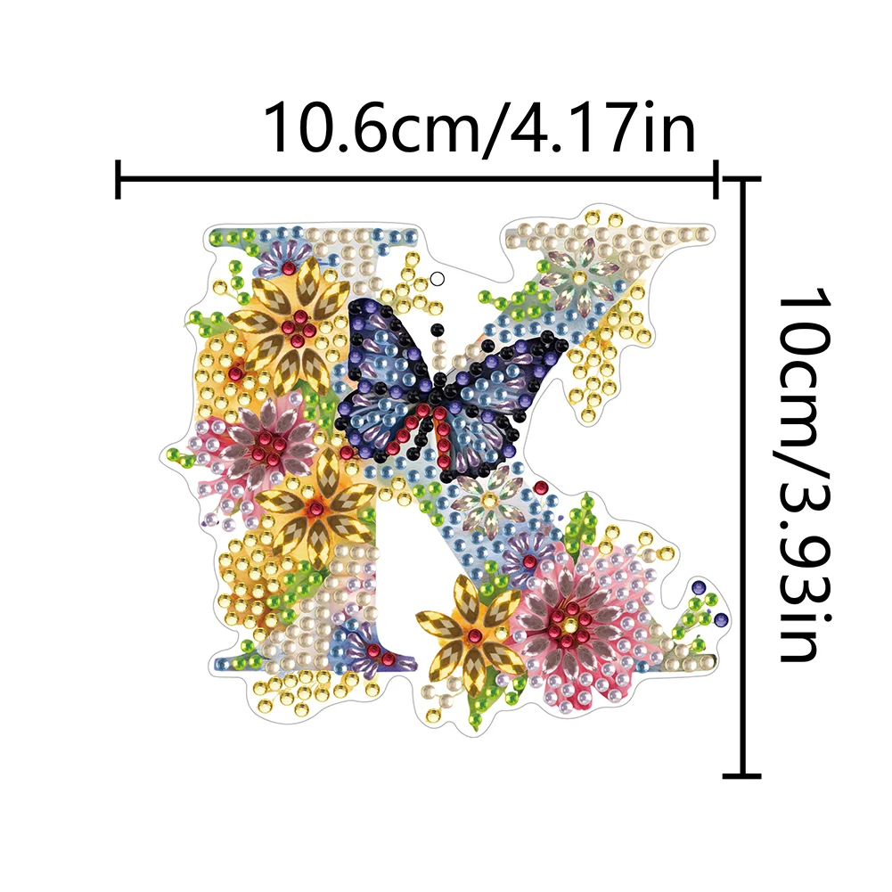 DIY K Diamond Art Key Rings Lettter Keychain Supplies Gift for Kids(Double Sided)