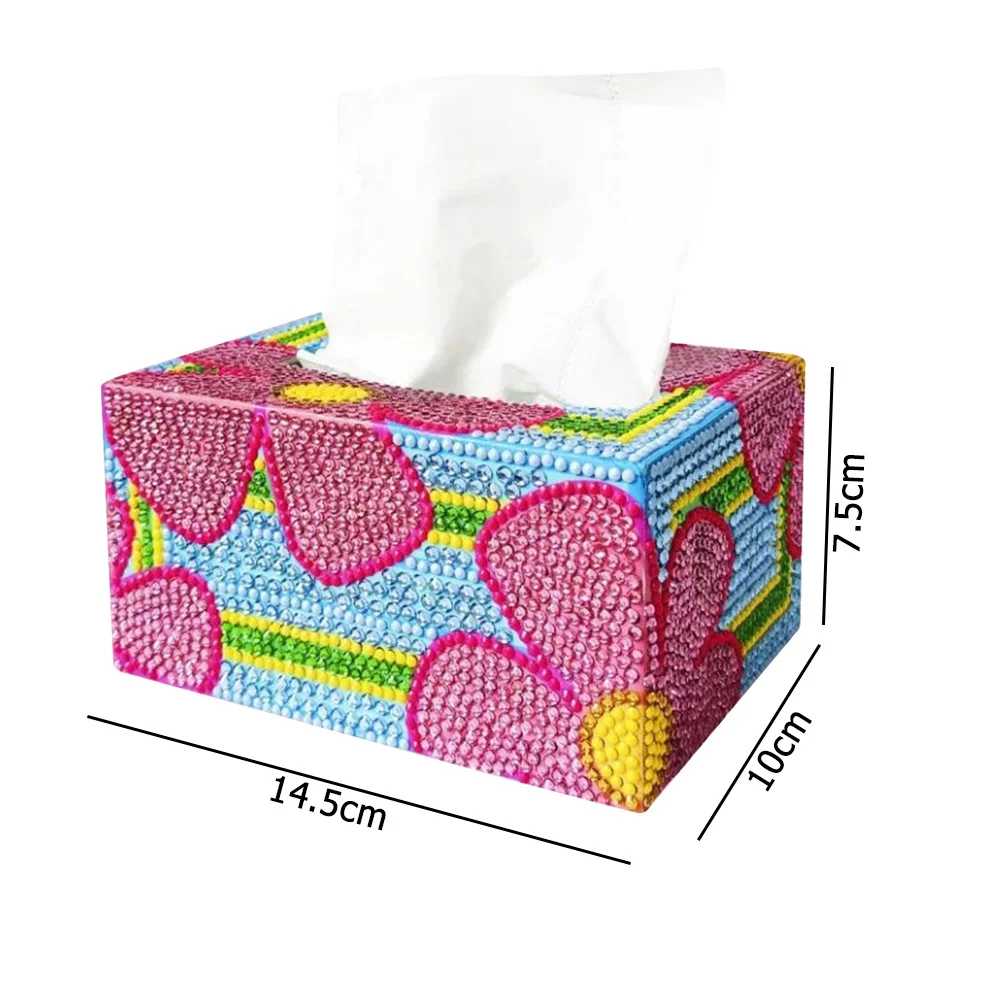 DIY Diamond Painting Tissue Box - Pink Flower