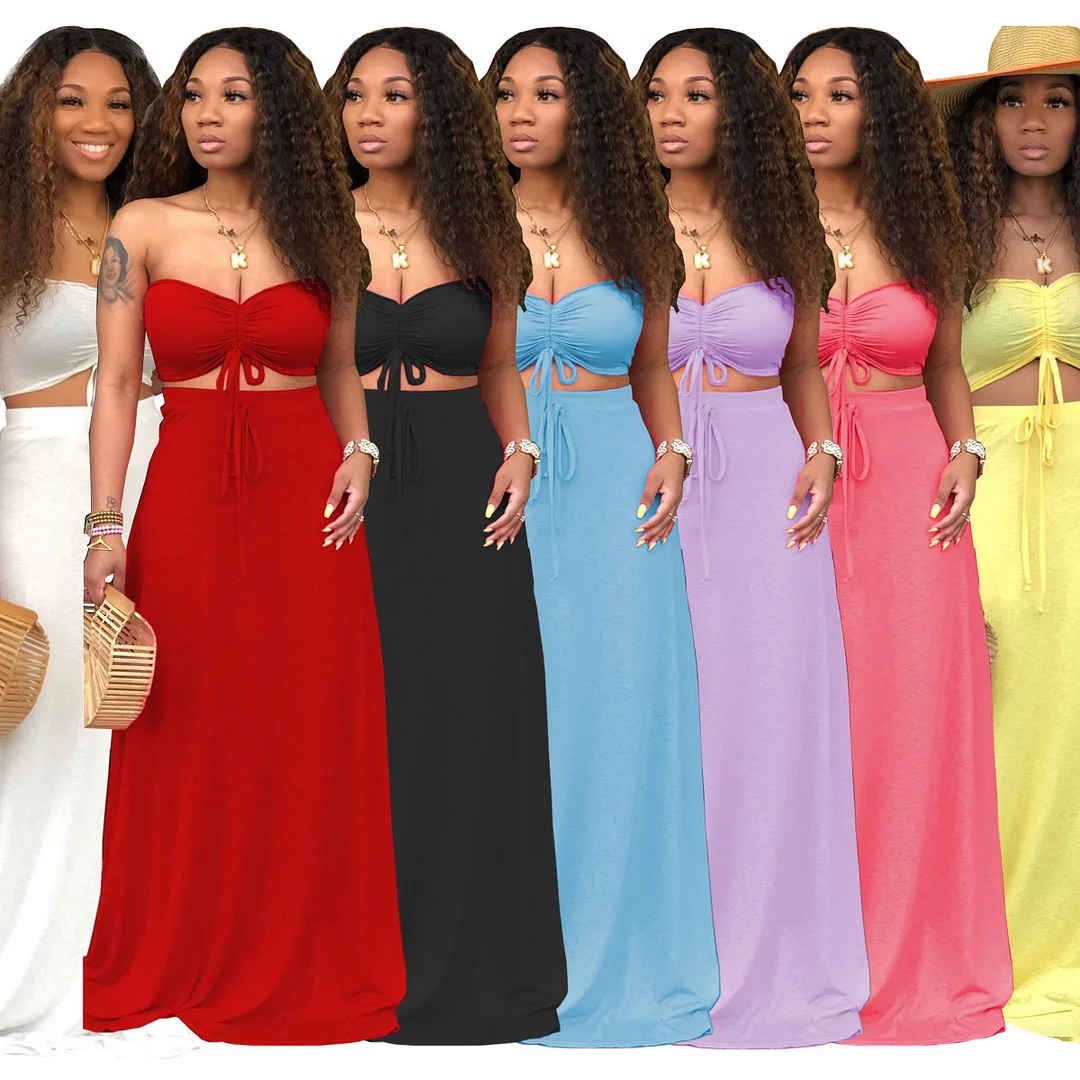 Two-Piece Fashion Sexy Tie-Rope Tube Top Dress | IFYHOME