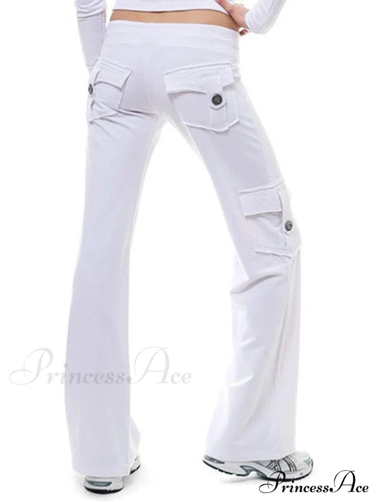 Solid Color Cargo Jogger Drawstring Elastic Waist Trousers