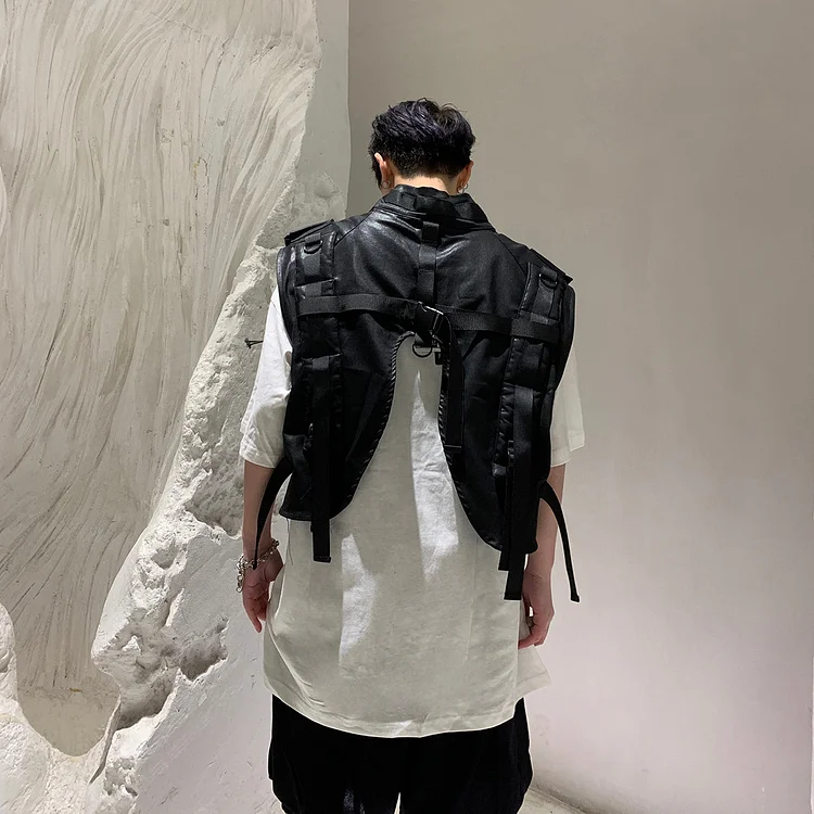 Fashion Trend Darkwear Heavy Industry Motorcycle Style Vest Jackets-dark style-men's clothing-halloween