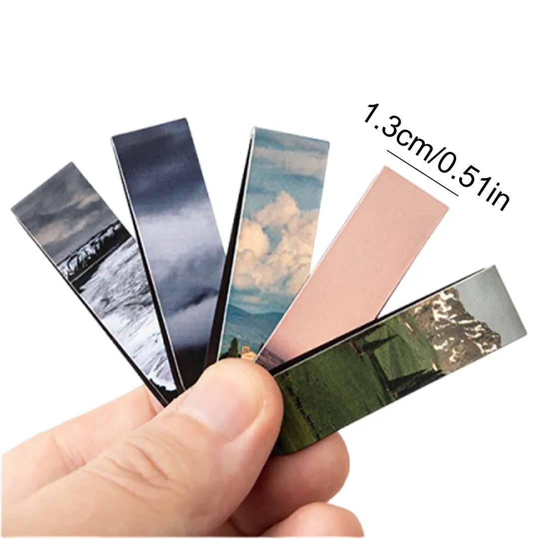 8Pcs Scenery Magnetic Art Works Bookmarks Reusable Aesthetic Bookmarks Set with 4 Postcards for Students Home Office Reading Supplies