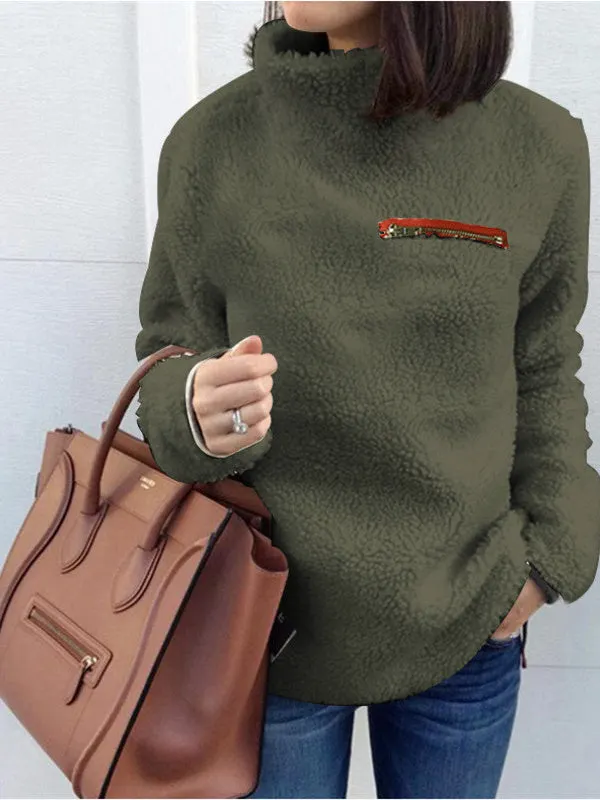 Women Long Sleeve Stand-up Collar Women Sweaters