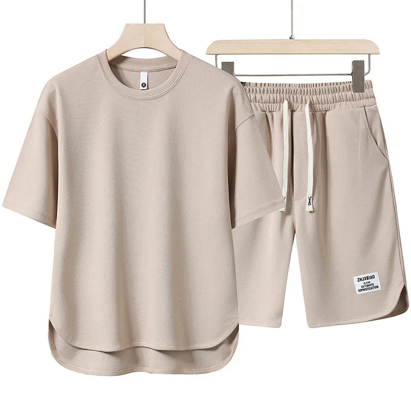 Men's Mesh Two-Piece Summer Set &ndash; Breathable Tee and Shorts &ndash; Brown