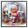 Happy Old Lady Doing Sewing-11CT Stamped Cross Stitch 45*45cm/17.72*17.72in