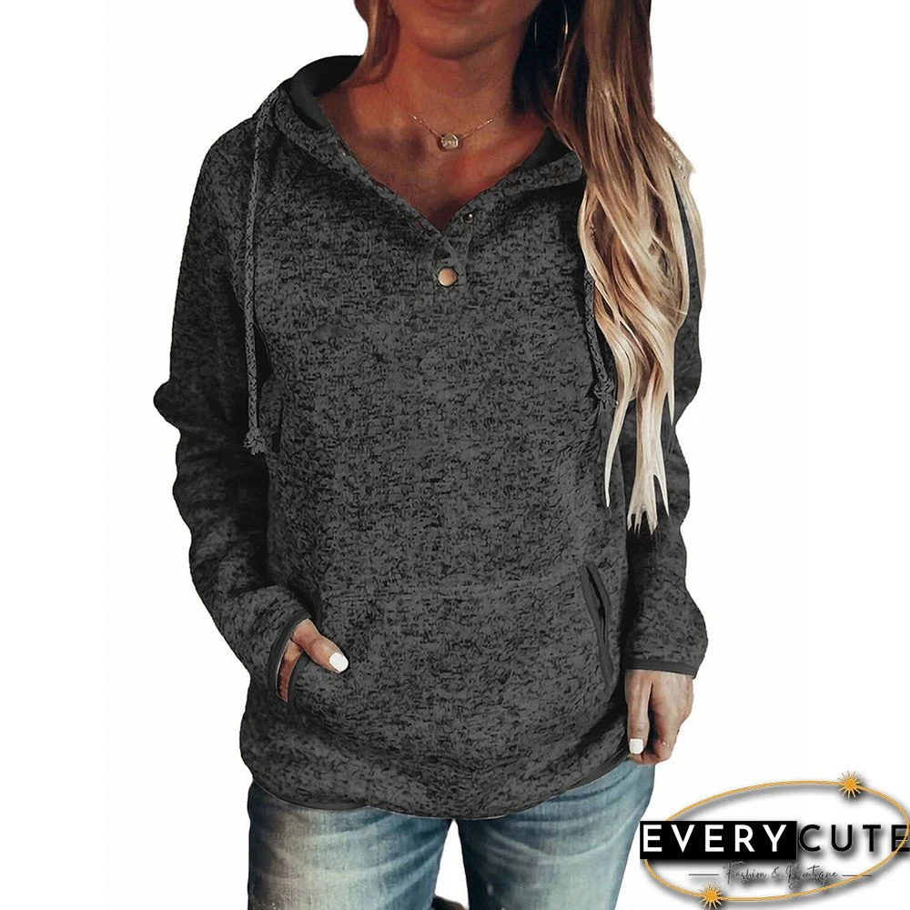 Dark Gray Quarter Zipper Long Sleeve Hoodie