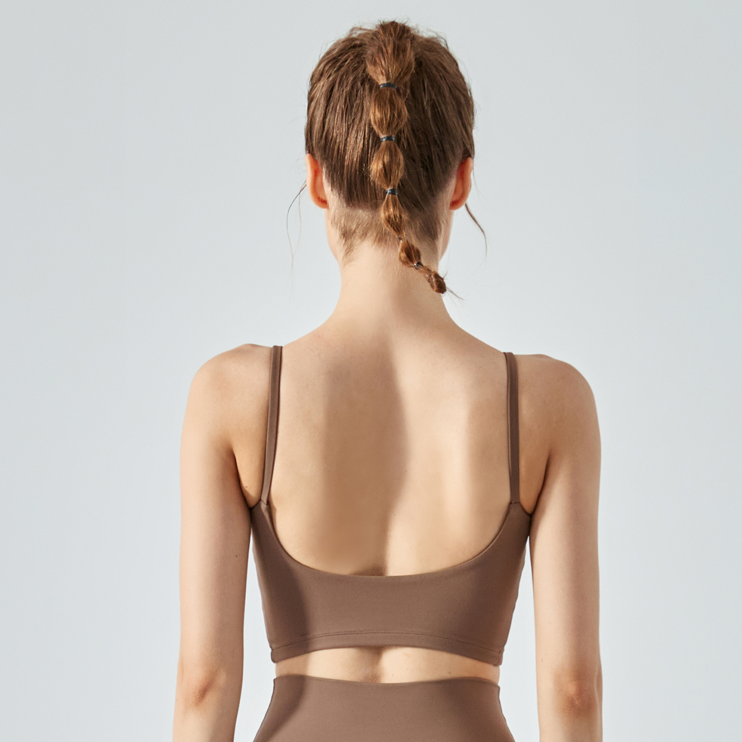 Buy different colors and types of eco friendly thin straps sports gym workout sustainable fitness tank top vest on Hergymclothing Chocolate