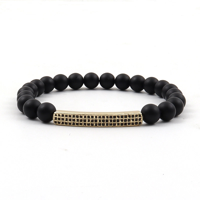 Minimalist Classic Style Commute Crown Rectangle Copper Beaded Men’s Bracelets