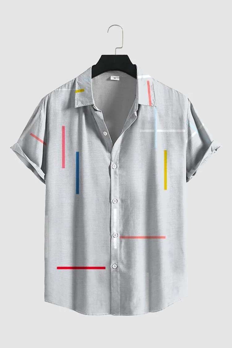 Tiboyz Colorful Line Short Sleeve Shirt