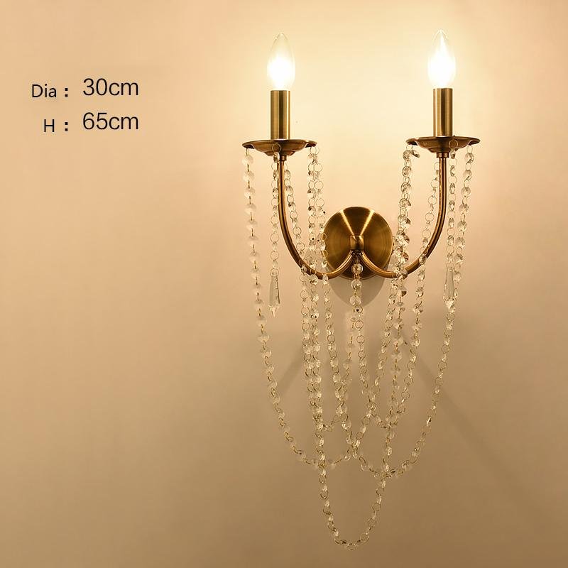 Nordic Crystal Iron LED Wall Lamps Indoor Decor Sconces Bedroom Light Fixture Bedside Living Room Hotel Aisle Stairs Wall Light
