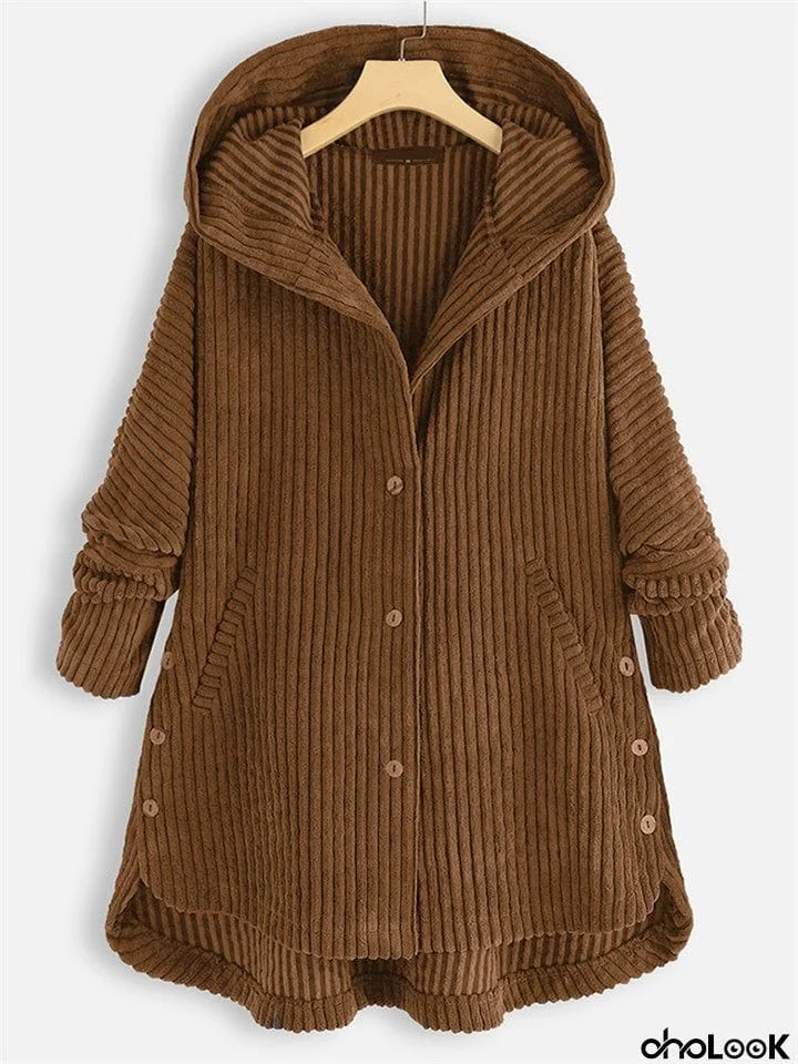 Women's Winter Comfy Hooded Corduroy Coat