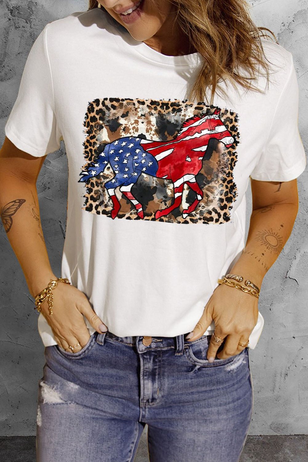 American Flag Leopard T-Shirts