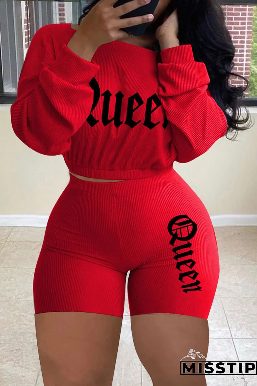 Grey Fashion Casual Print Basic O Neck Long Sleeve Two Pieces