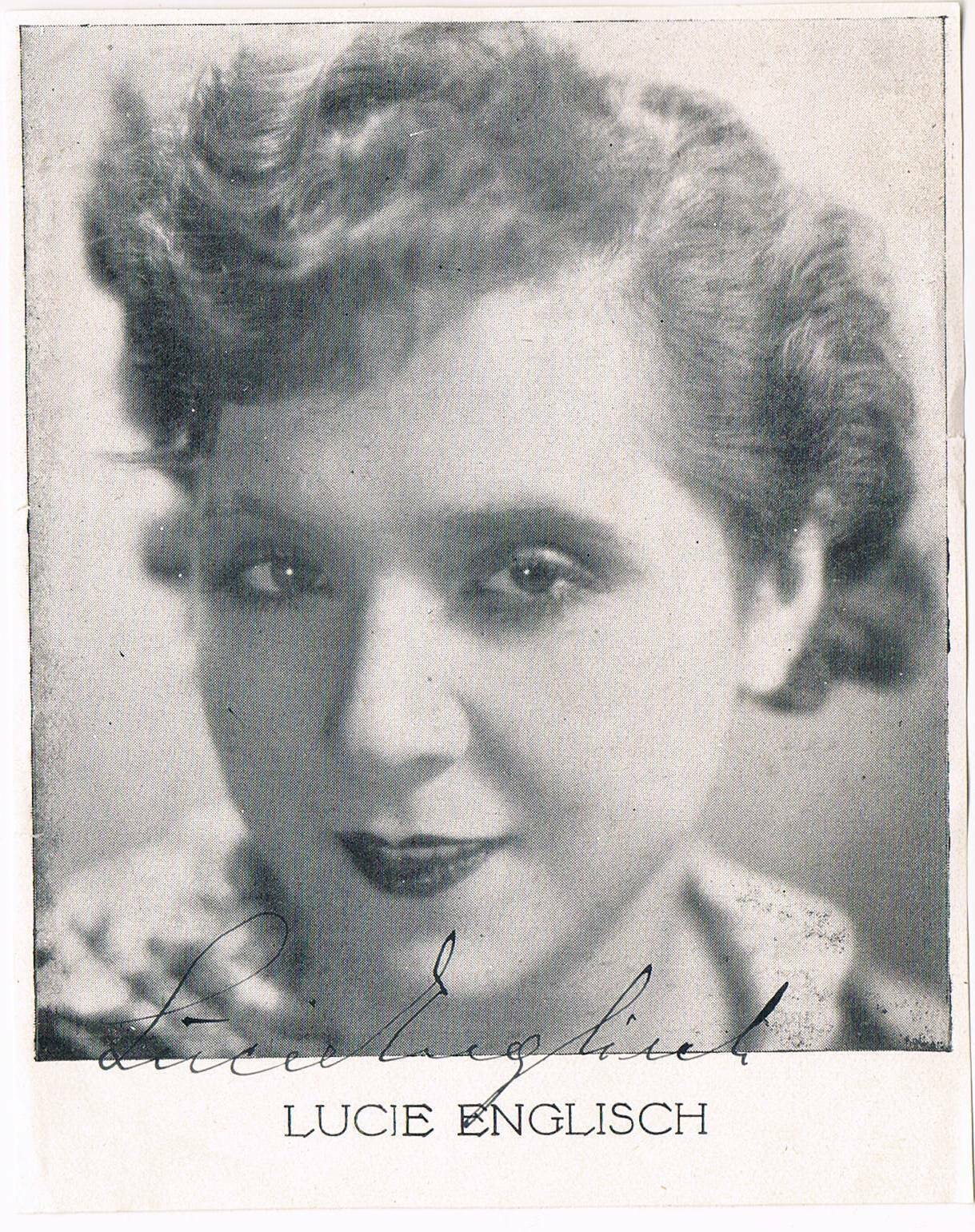 Lucie Englisch 1902-65 autograph signed picture thin paper 4x5