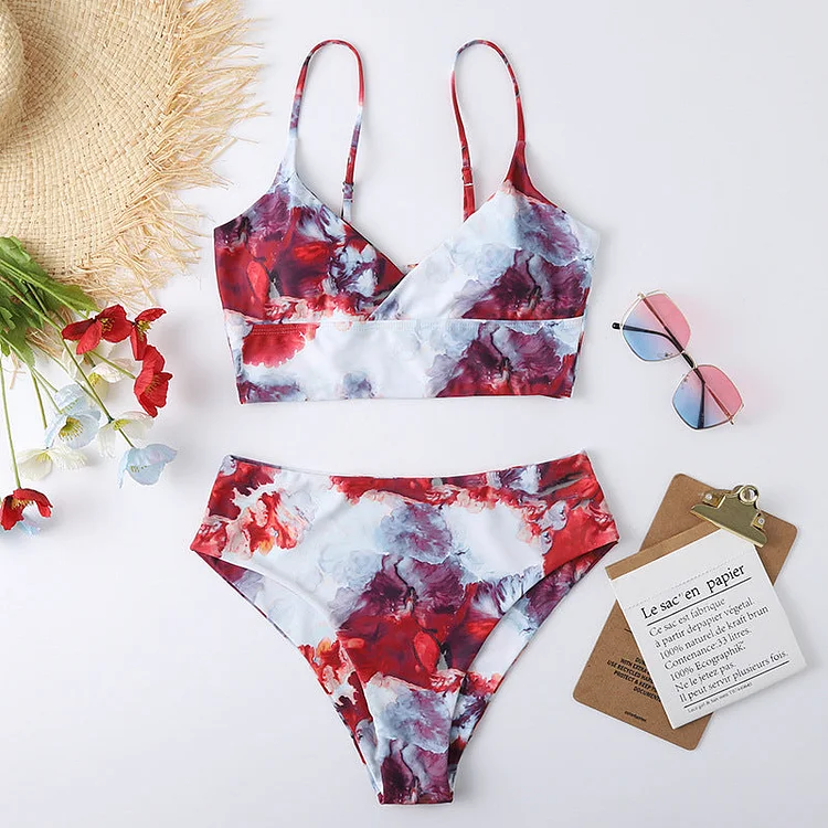 Sling Tie Dye High Waist Sexy Bikini Swimsuit