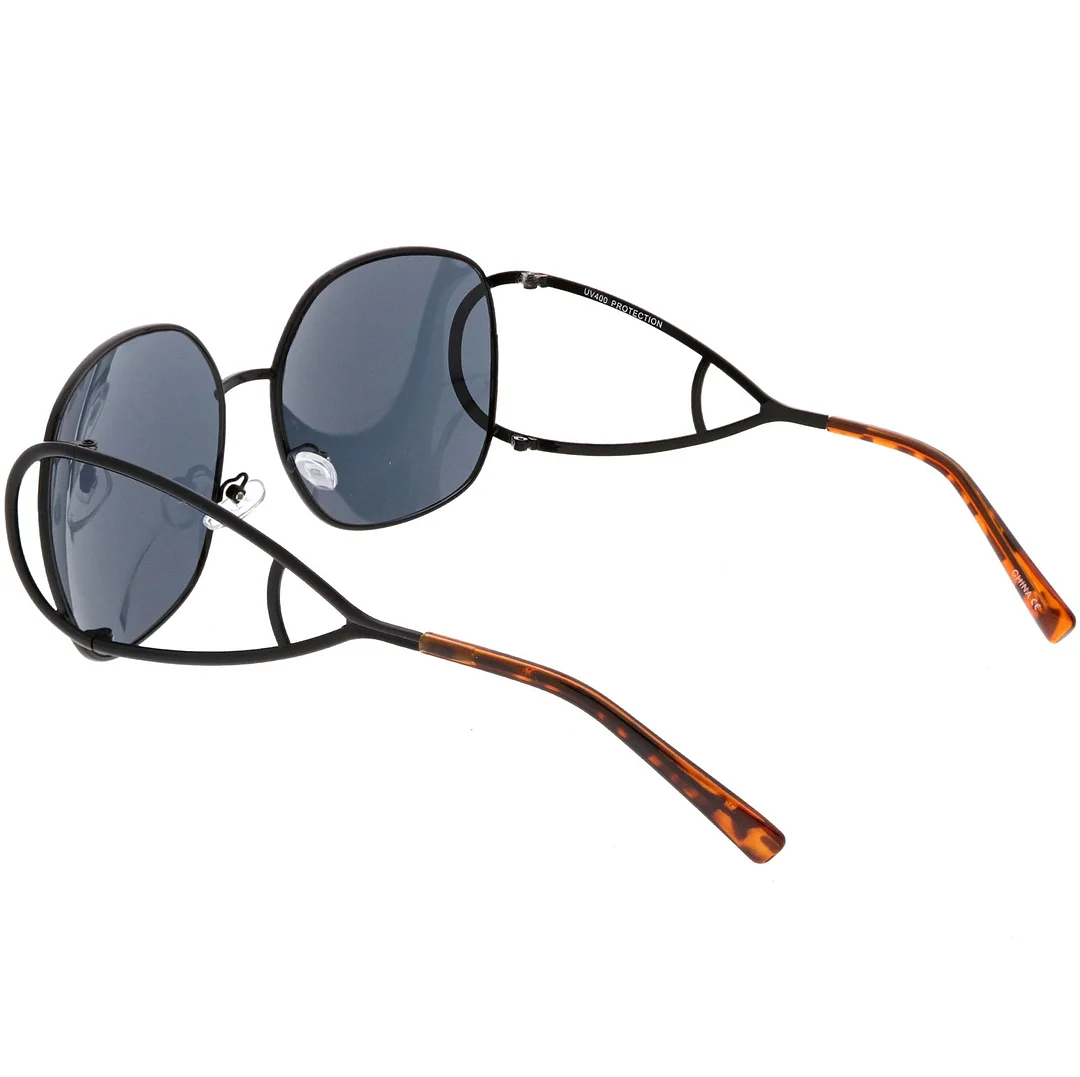 Women's Open Metal Arms Oversize glasses Square Colored Lens 65mm