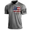 Men's T-Shirt Polo Vintage American Flag Independence Day Short Sleeve Outdoor Summer Daily Top Navy Blue Black Khaki by Inlyline