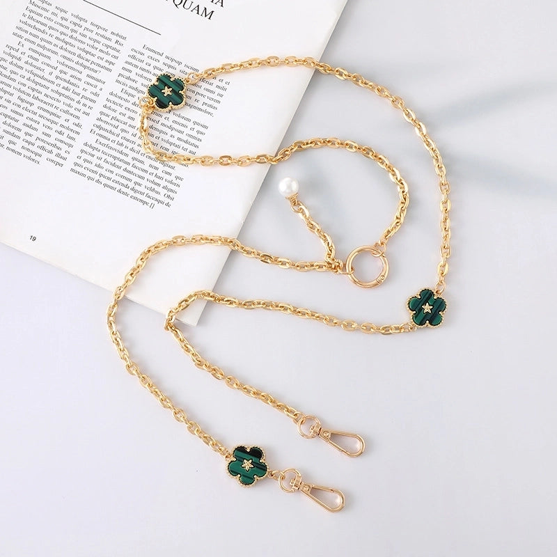 IG Style Sweet Minimalist Flower Metal Inlay Pearl Shell Mobile Phone Lanyard