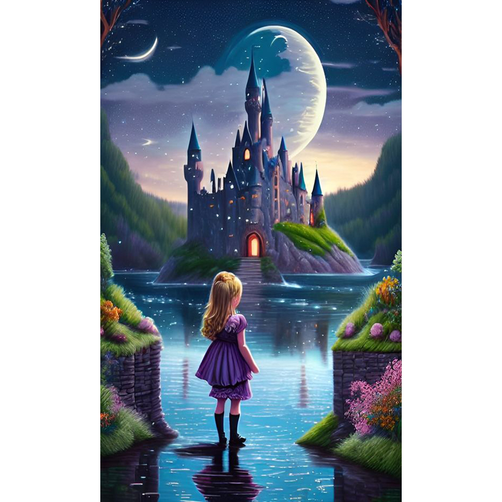 Girl Outside The Castle-Paint by Numbers-16"x24"/40*60cm