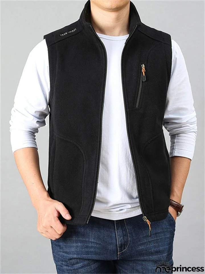 New Zipper Warm Fleece Sleeveless Vest