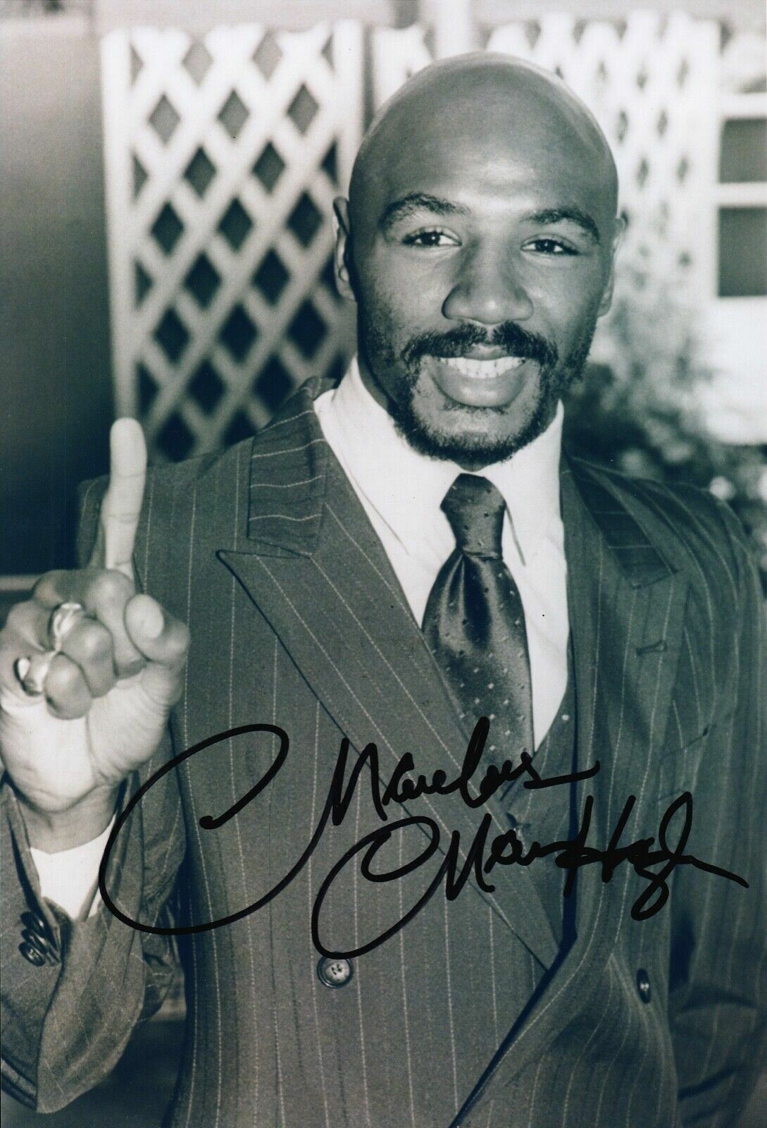 Marvelous Marvin Hagler SIGNED 12X8 Photo Poster painting Iconic Boxer AFTAL COA (D)