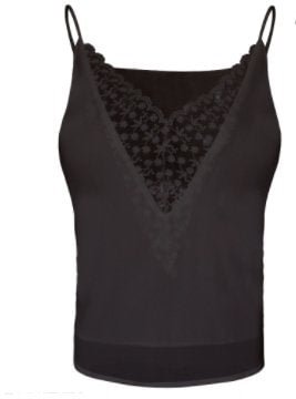 Floral Embroidered Mesh Panel Chiffon Cami Top