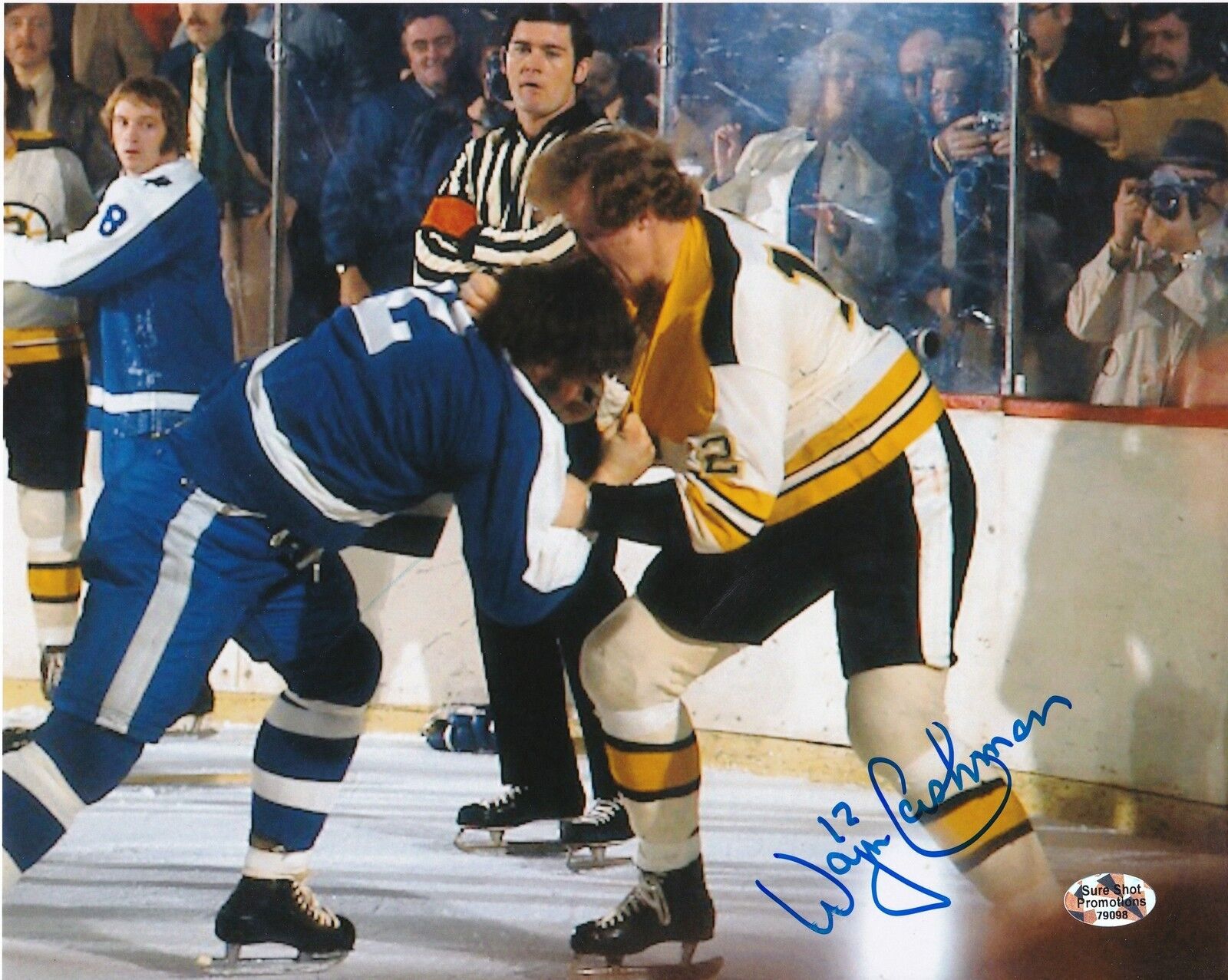 WAYNE CASHMAN BOSTON BRUINS ACTION SIGNED 8x10