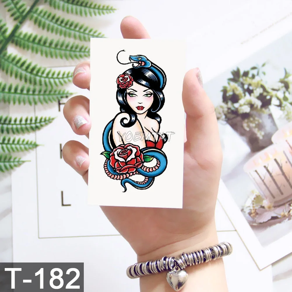Waterproof Temporary Tattoo Sticker Cute Watercolor Cartoon Design Children Lamp Water Transfer Tatto Marine Man Girl Fake Tatoo