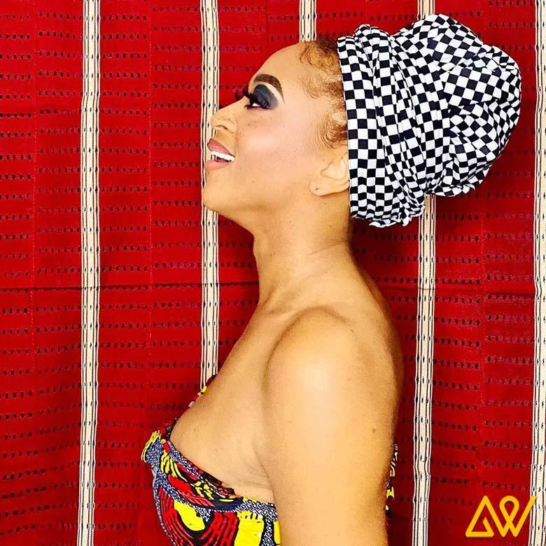 Luxury Silk Head Wrap With Satin-Lined(Black White Grid)- AW1961