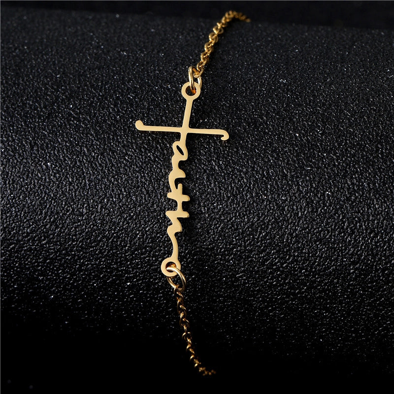 Basic Minimalist Cross Letter Heart Shape 201 Stainless Steel Plating Unisex Bracelets Men Chain Bracelets