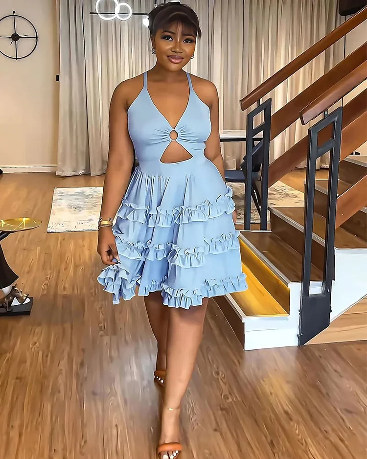 Printed Halter Mini Dress 