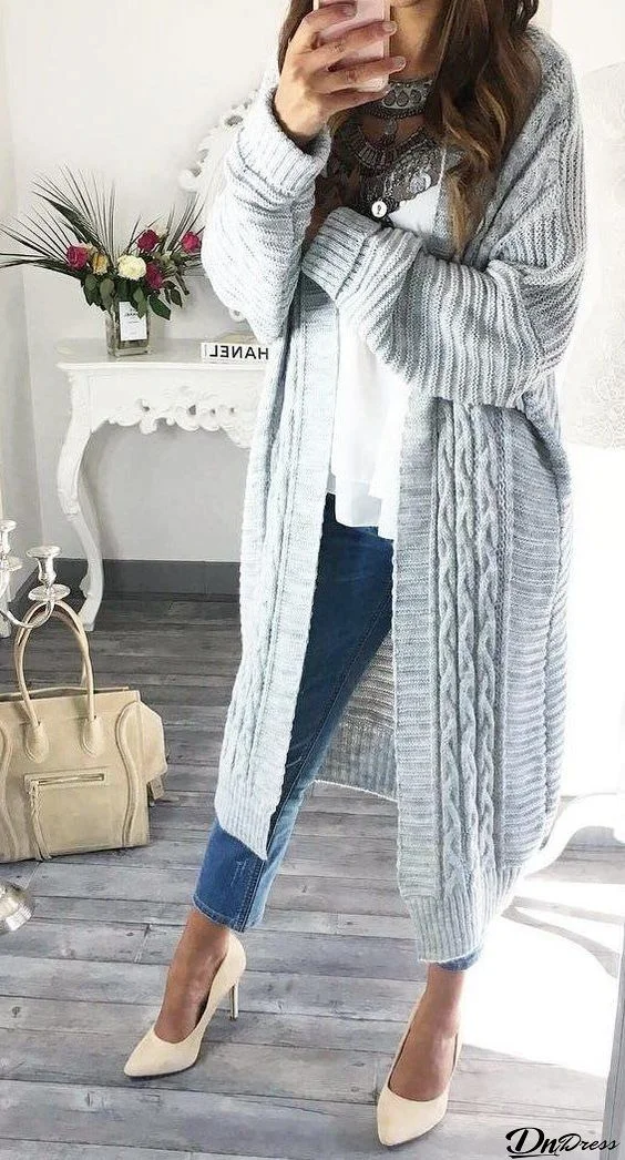 Chunky Wide Long Sleeve Knit Cardigan