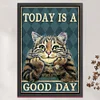 (Big Size)Vintage Poster Cat With Cheek In Hand - 11CT Stamped Cross Stitch - 40*60cm