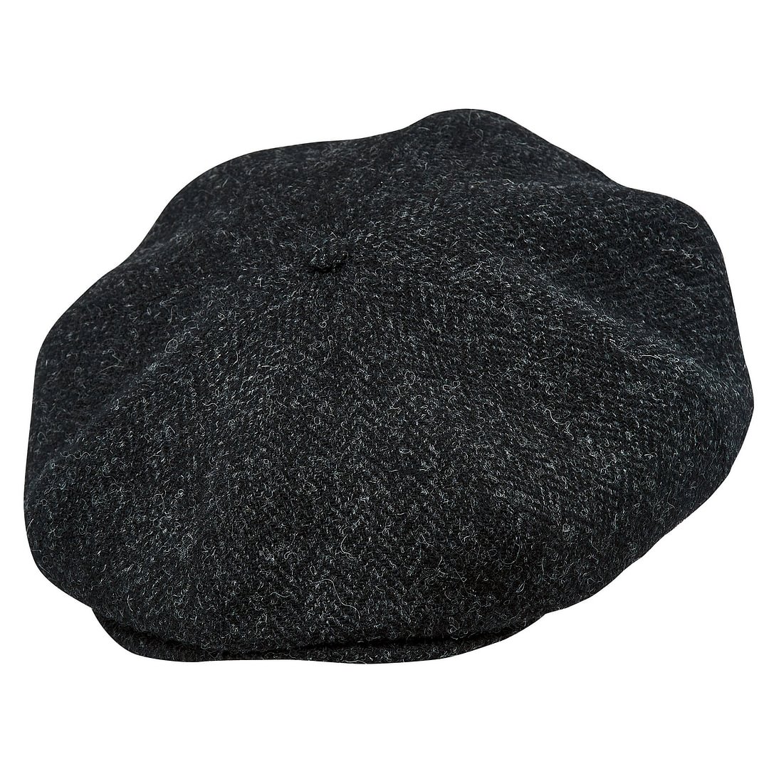 Eight Piece Cap Tweed-Black