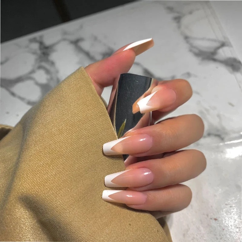 24pcs false press on nails pink color oval head Mid-length Wear  Finished product wearable full cover fake nail tips for girls 515-1-Nail Inspo