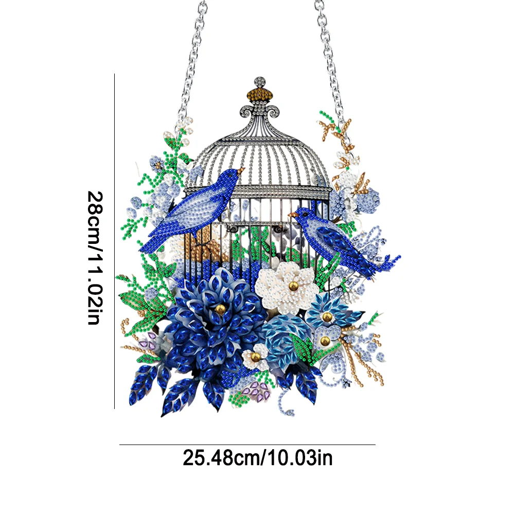 DIY Flower Bird Acrylic Single Side Special Shaped Diamond Painting Hanging Pendant