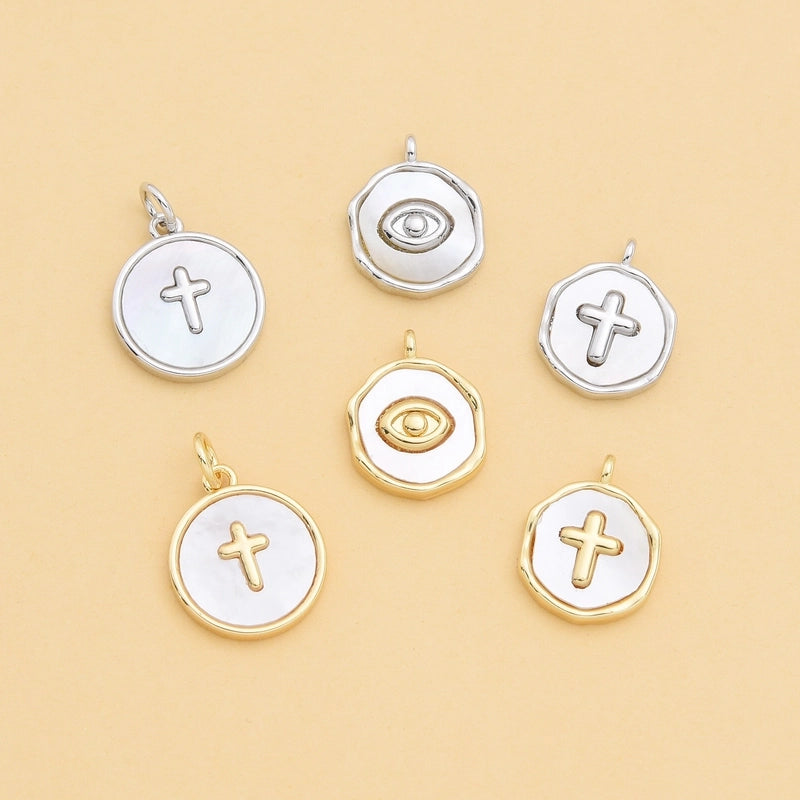 1 Piece 13 * 15mm Copper Shell 18K Gold Plated Cross Eye Polished Pendant Jewelry Accessories
