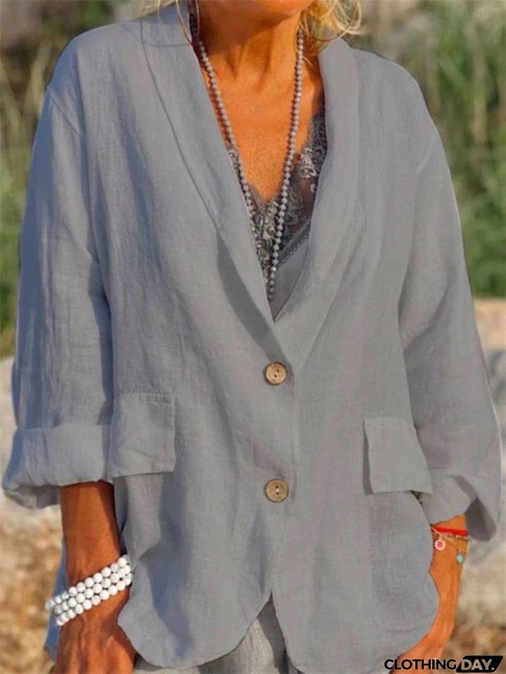 Women's Solid Lapel Wear-resistant Thin Suit Coats