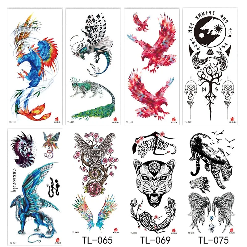 Flower arm waterproof tattoo stickers half arm painted animal durable waterproof European and American temporary tattoo stickers