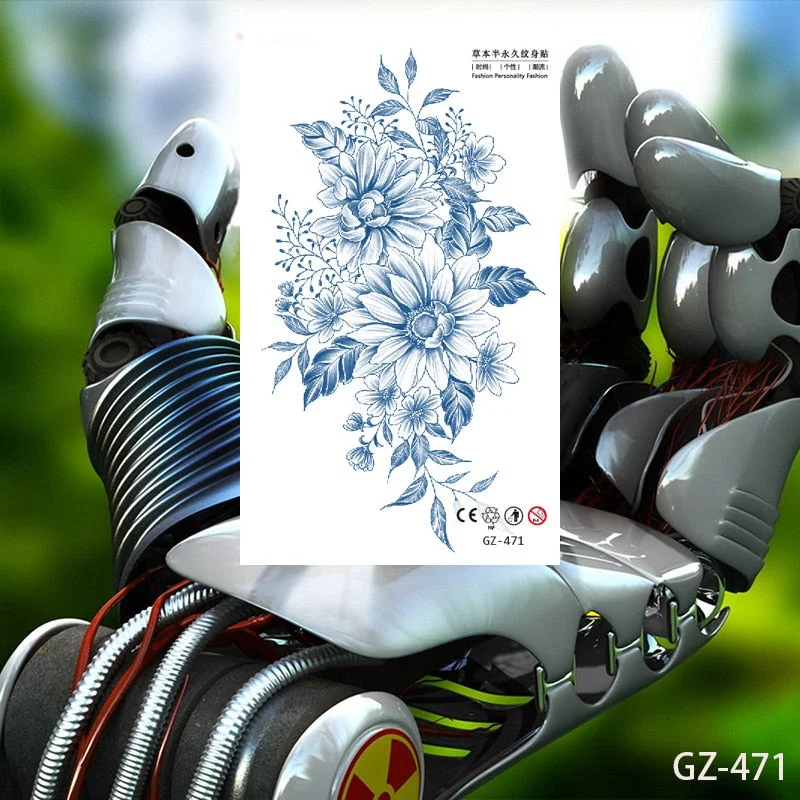 Temporary Waterproof Tattoos Stickers Creative Necklace Flower Juice Ink Lasting Girls Arm Neck Back Waist Buttocks Fake Tatoo